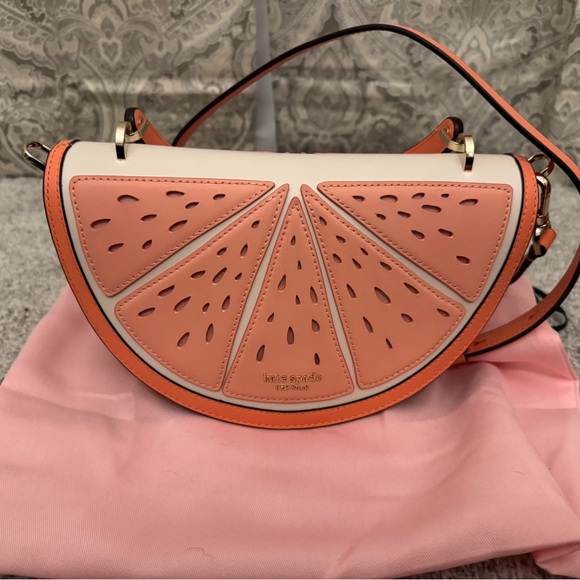 Kate Spade Grapefruit Crossbody Bag with wicker detail